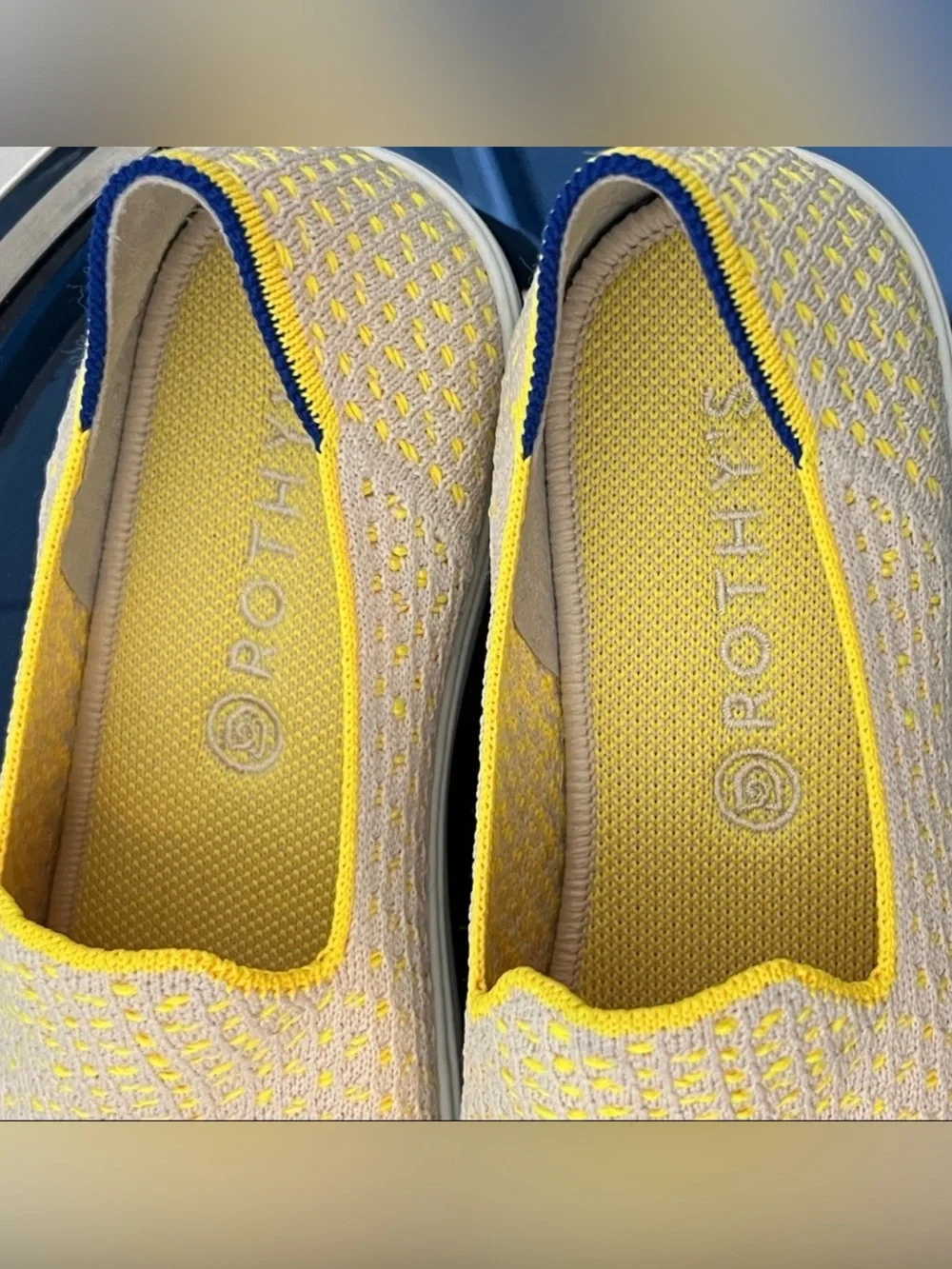 ROTHY’S ‼️RETIRED‼️ Sunshine Honeycomb Yellow & Cream Slip-On Sneakers Shoes